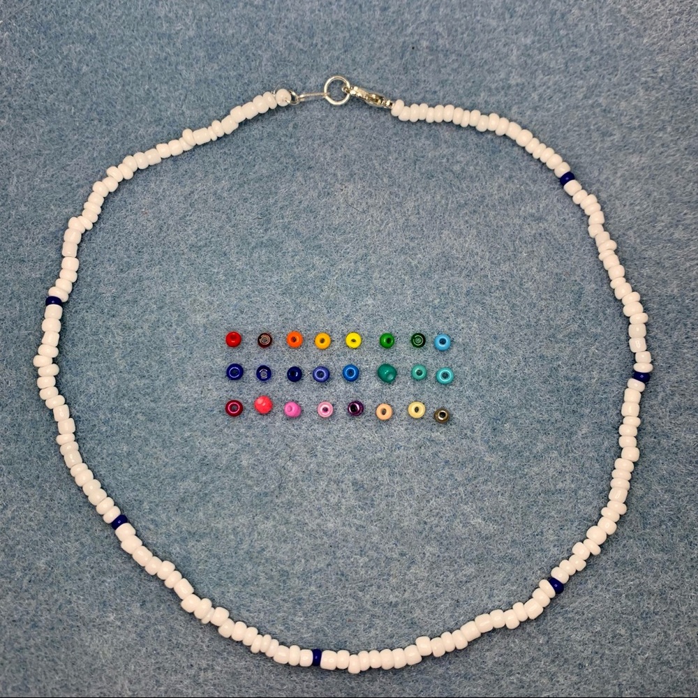 White Seed Bead Necklace with custom color